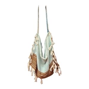 Beachables 3 In 1 Convertible Bag Elegant Cream Brown & Blue Stripe Shoulder Bag